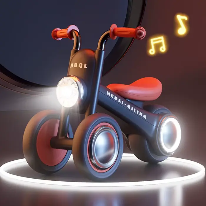 Vélo d'équilibre pour enfants sans pédales, trotteur pour tout-petits avec lumières LED avant, musique, roues silencieuses anti-basculement pour bébés de 1 à 3 ans