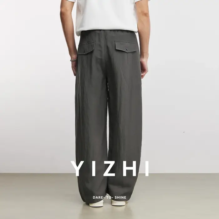 Pantalon large en lin et lyocell pour homme, style scimitar, nouvelle collection printemps-automne 2