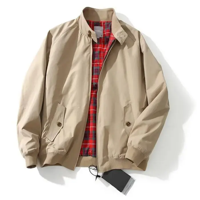 Manteau Homme Printemps-Automne Style Américain Rétro, Col Montant Fin, Manches Longues, Veste Simpl