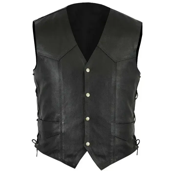 Veste en cuir rétro pour homme - haut sans manches - style disciplinaire - chevalier médiéval - vest
