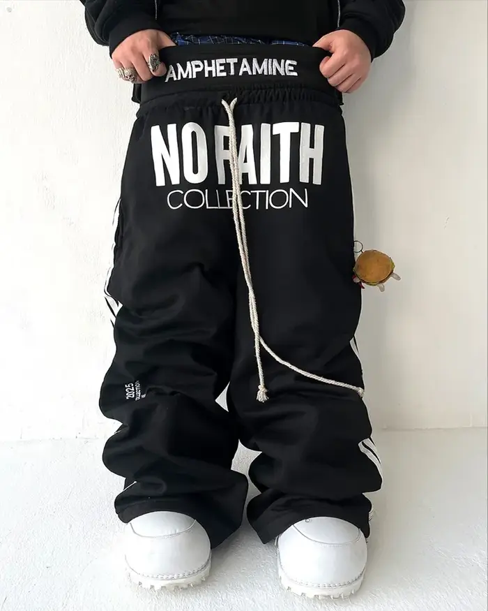 Y2K tendance gothique anglais lettre brodé imprimé rayé hommes pantalons de sport rétro Harajuku hau