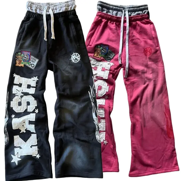 Pantalon de survêtement américain Y2K pour hommes, Baggy, Patch de lettres, rétro, Double couche, De