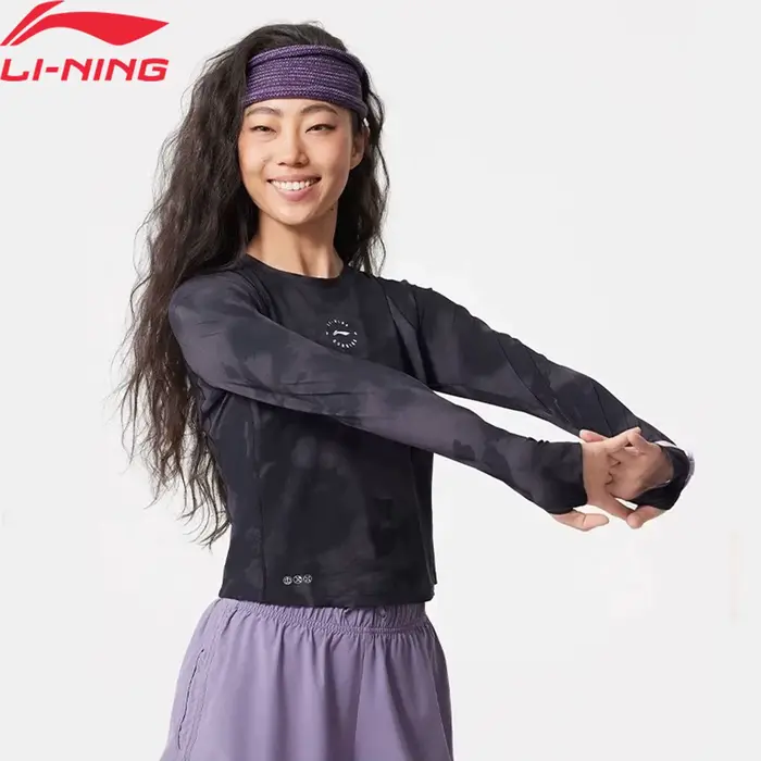 Li-Ning T-shirt de sport pour femme AT DRY FREEZE 70%Nylon 30%Spandex avec doublure réfléchissante à