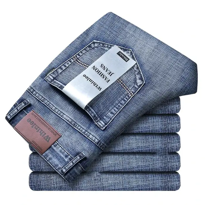 Wthinlee hommes d'affaires jean décontracté droit Stretch mode classique bleu noir travail Denim pan