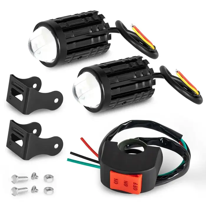 Phare LED universel pour motos, lentille de projecteur, double couleur, pour ATV, Scooter, lampe de 