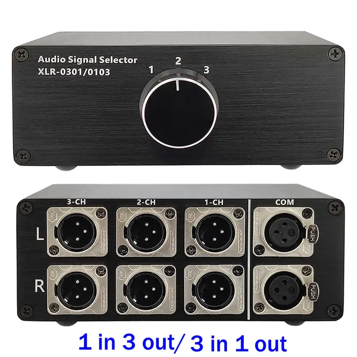 Mathiateur de câble de signal XLR d'entrée audio, commutateur de sélecteur, connecteur de source Sch