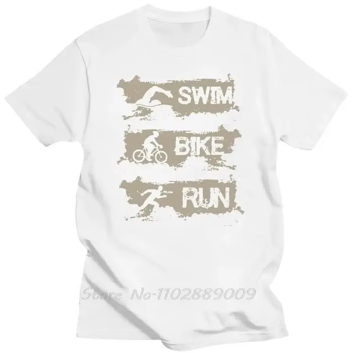 T-Shirt de triathlon en coton pour homme et femme, design streetwear, natation, vélo, course à pied, cadeau d'anniversaire pour les amoureux du fitness
