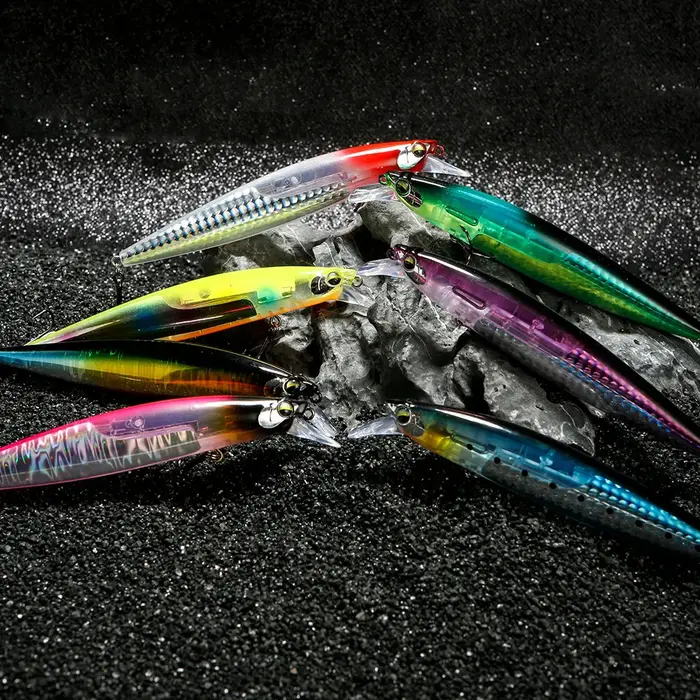 JOHNCOO vairon flottant 130mm 18.5g longue coulée appât dur lame Flash Wobbler leurre de pêche leurr