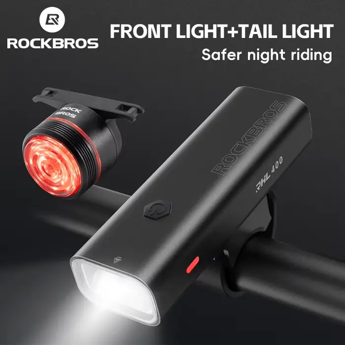 ROCKBROS – ensemble de feux de vélo vtt, étanche, 200LM/400LM, phare de vélo + feu arrière intellige