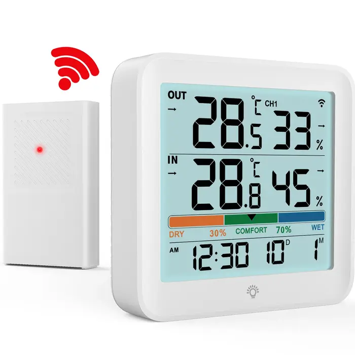Thermomètre et hygromètre sans fil pour intérieur et extérieur, moniteur numérique de température et
