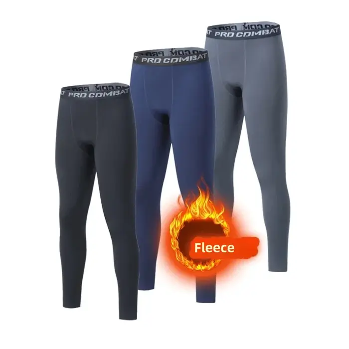 Sous-vêtement thermique homme en polaire leggings chauds pantalons longs compression thermique pour hommes activités hivernales confortables et durables