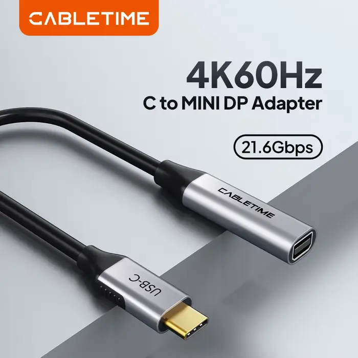 CABLETIME USB C vers Mini Displayport adaptateur 4K 60Hz pour ordinateur portable Macbook Huawei Mat