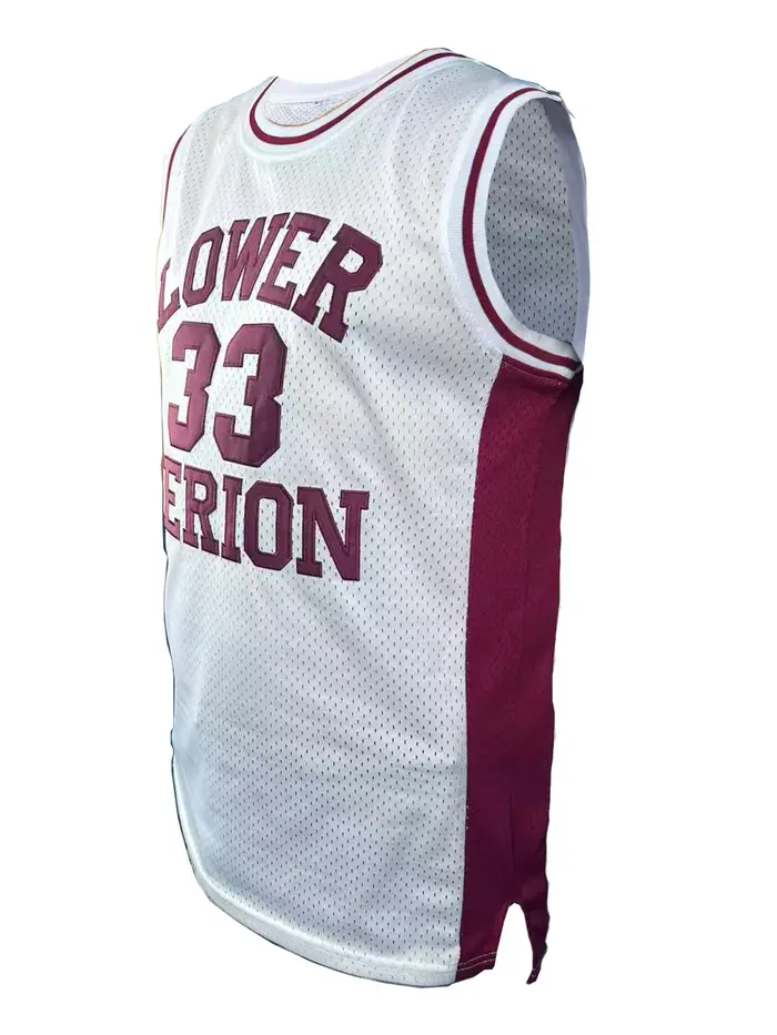 # Maillot de basket rétro respirant pour homme 33 Lower Merion Headgear, couleur marron, brodé, styl
