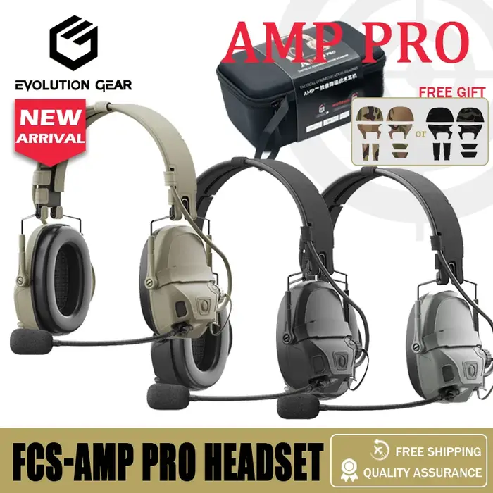 Nouveau casque FCS-TACTICAL AMP PRO entièrement numérique à double DPS, communication tactique, rédu