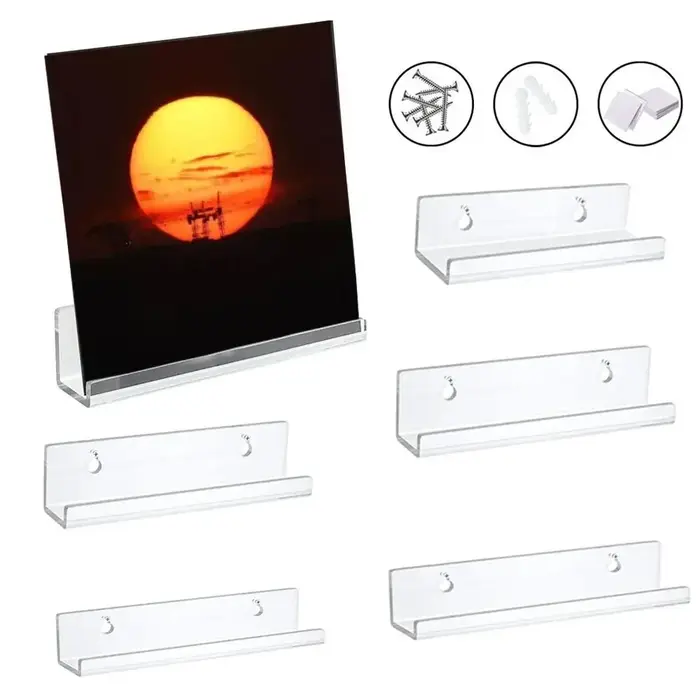 Présentoir de disques en acrylique de 4/7/12 pouces, étagère murale transparente en vinyle, étagères