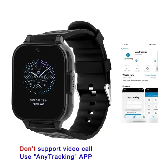 Montre GPS intelligente, bracelet GPS, appel vidéo pour personnes âgées, aide en un clic, alarme de 