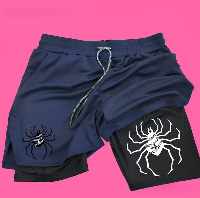 Short de sport décontracté 2 en 1 pour hommes et femmes, short d'anime Spider Gym HxH, short de Fitn