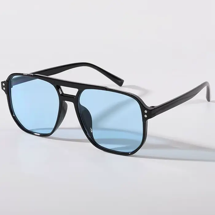 Lunettes de soleil carrées rétro pour femmes et hommes, lunettes de soleil polygonales noires vintag