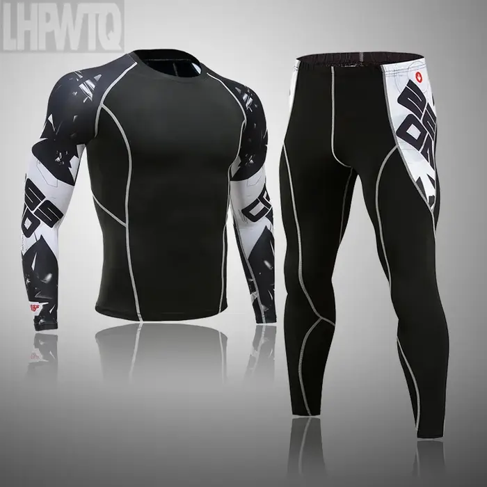 Ensemble de sous-vêtements thermiques de ski pour hommes, 4 saisons, pour moto, ski, couches de base chaudes, vêtements de sport, ensemble chemise longue et hauts ajustés