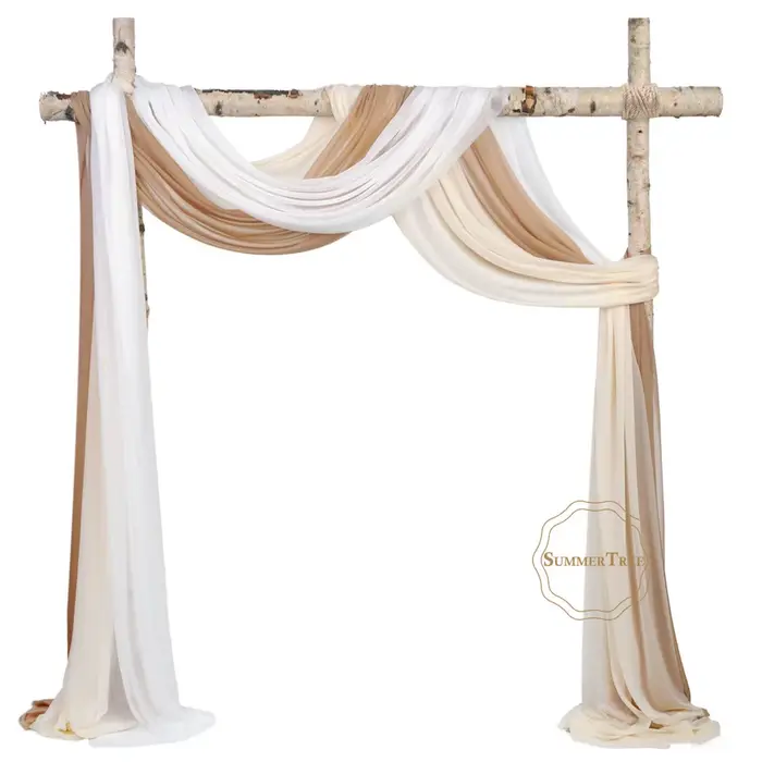 Rideau drapé en tissu mousseline de soie pour arc de mariage, 6 à 10 mètres, fournitures de fête, cé