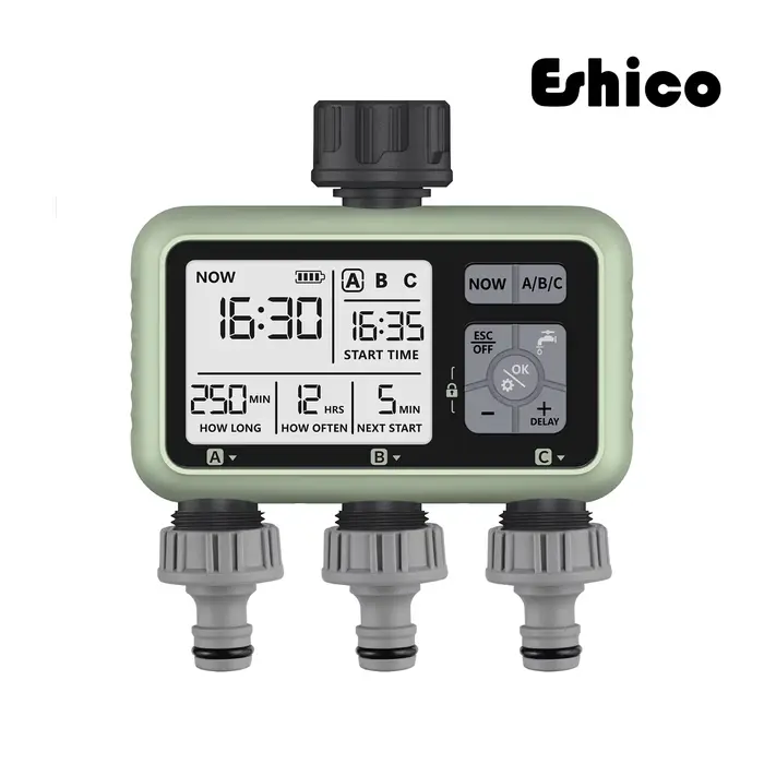 Eshico-Arroseur de jardin numérique, minuterie d'eau à 3 sorties, programme de contrôle indépendant,