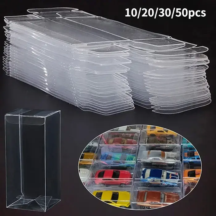 Boîte d'exposition transparente en PVC pour modèle de voiture, support de rangement anti-poussière, 