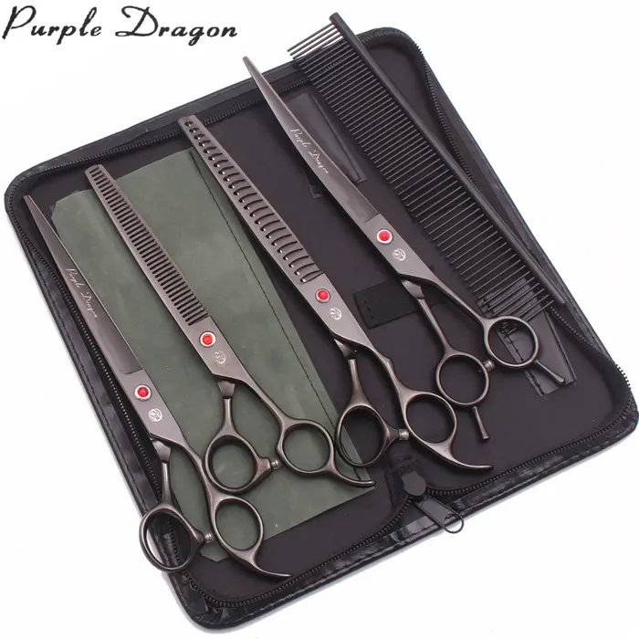 ciseaux coiffure professionnelle 8 pouces, Dragon violet japon 440C, ciseaux de toilettage pour anim