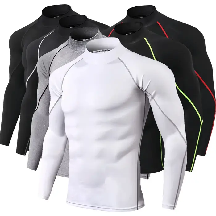 T-shirt de sport à manches longues pour homme, séchage rapide, musculation, course à pied, haut de c