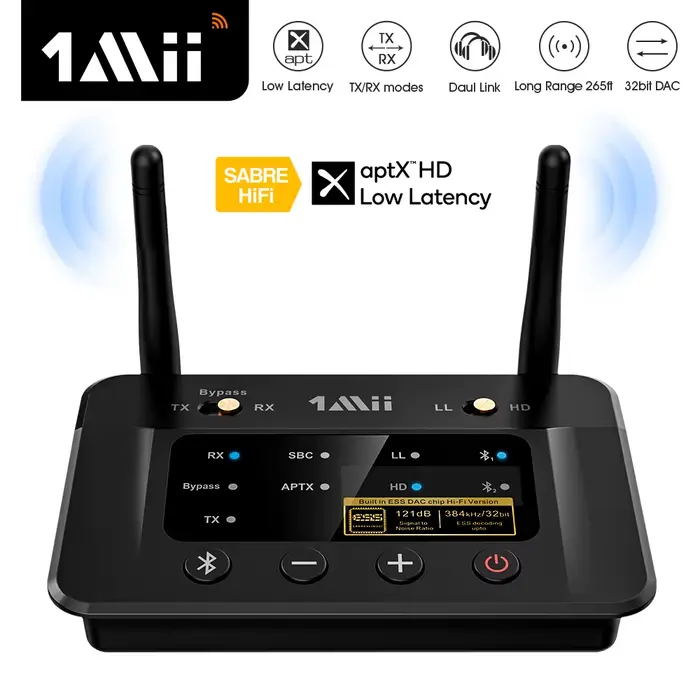 1Mii B03Pro Bluetooth 5.0 émetteur récepteur aptX LL HD CSR8675 HiFi 32bit DAC 3.5mm Aux adaptateur 