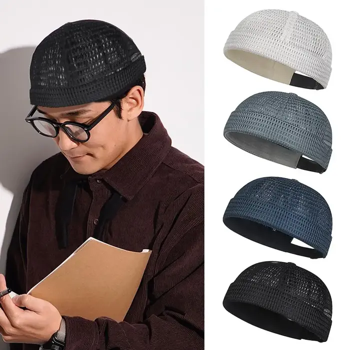 Nouveau maille respirant sans bords melon peau chapeau été Ultra-léger réglable Docker bonnets chape