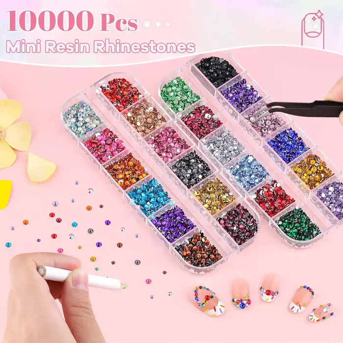 5000 pièces petits strass en résine pour Nail Art, strass colorés 2/3MM pierres précieuses pour ongl