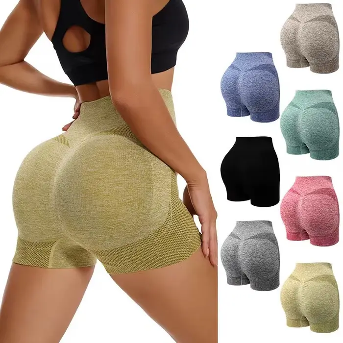 Shorts de sport pour femmes taille haute push-up coupe yoga fitness jogging cyclisme