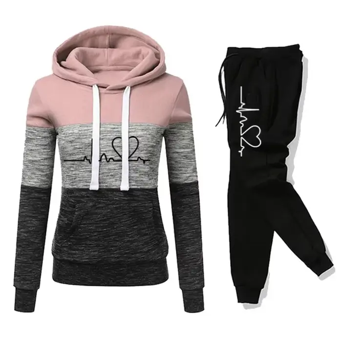 Survêtement pour femmes avec sweat à capuche et pantalon de sport polyvalent décontracté pour entraînement fitness et yoga occasions spéciales