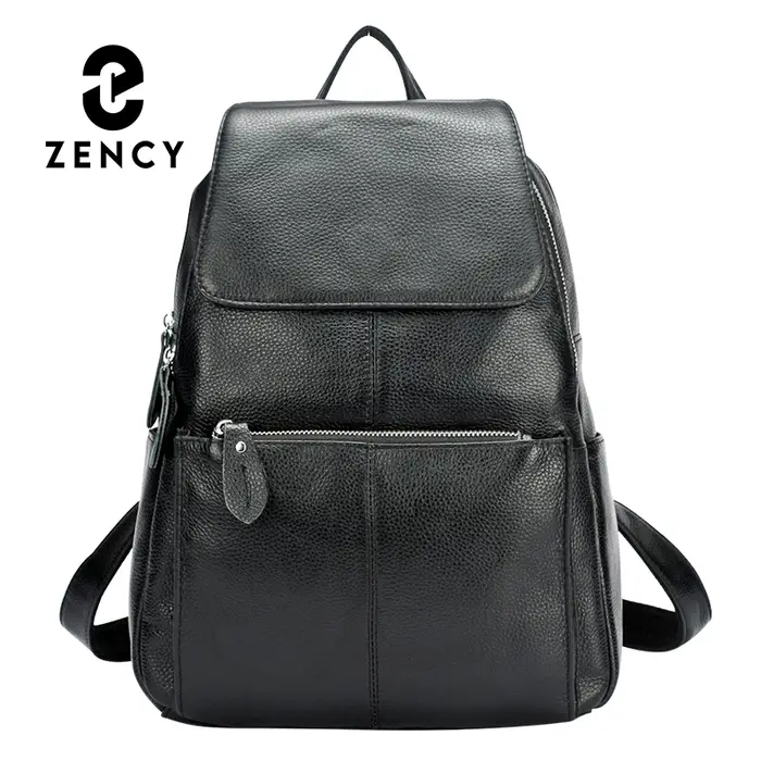 Zency en cuir véritable femmes sac à dos de haute qualité grande capacité sac de voyage sac à dos ca