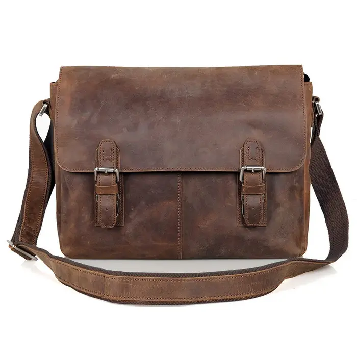 Vintage Crazy Horse cuir hommes sac à bandoulière en cuir véritable sac de messager hommes sac à ban