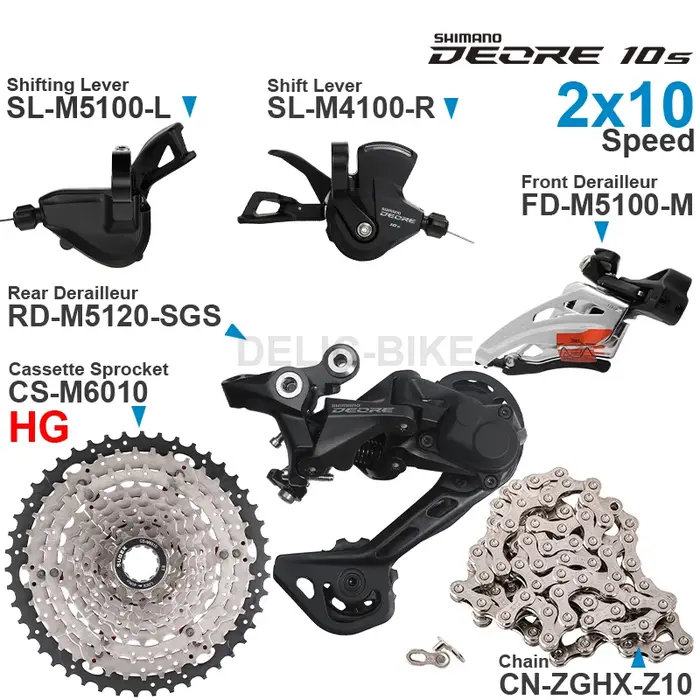 SHIMANO DEORE M4100 M5100 2x10 vitesses groupe manettes de vitesse avant/arrière dérailleur et SUGEK