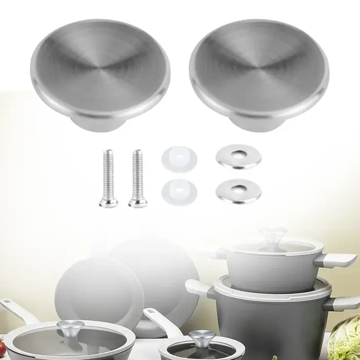 Boutons de couvercle de Pot en acier inoxydable, 2 pièces, poignée de couvercle de Pot, matériel de 