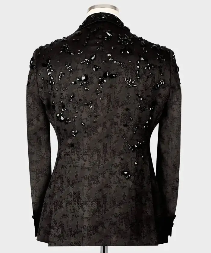 Costume moderne pour hommes, perles de cristal, 2 pièces, Blazer, pantalon, Double boutonnage, vêtem