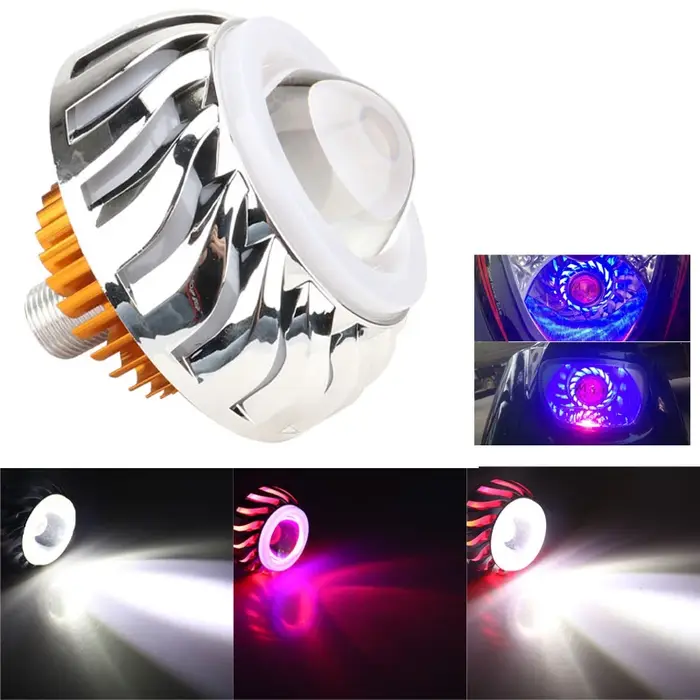1 pièces voiture moto phare LED ange diable yeux phare projecteur lentille haut/bas faisceau strobos
