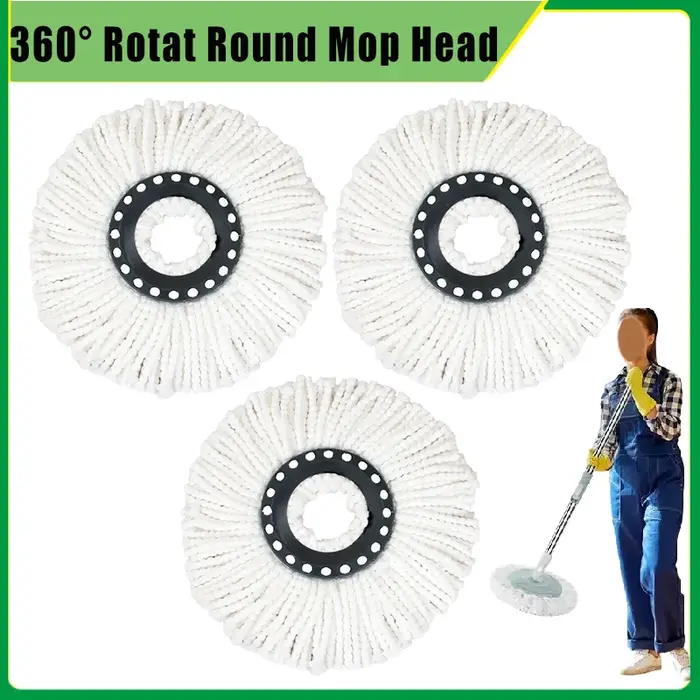 Remplacement rond 360 ° Tête de vadrouille rotative, accessoires de nettoyage de serviettes de sol, 