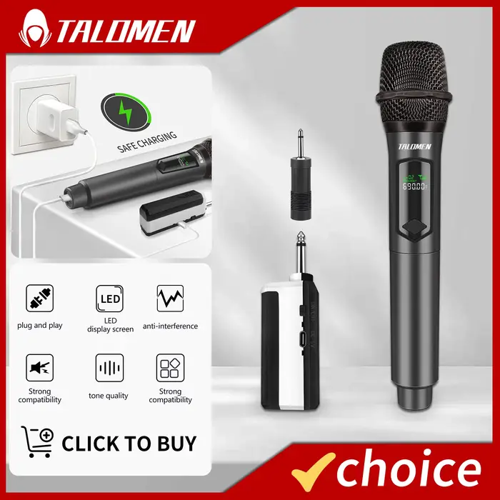 TALOMEN K601 système de Microphone dynamique sans fil portable professionnel avec récepteur Recharge