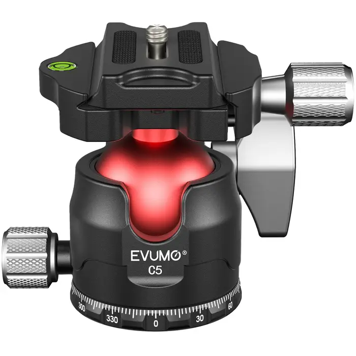 EVUMO C5 Tête sphérique professionnelle 38 mm Grande tête sphérique 360 °   Tête de trépied panorami
