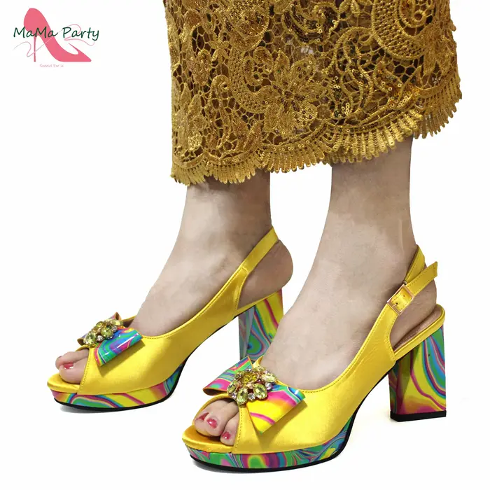 Chaussures Italiennes et Sac à Talons Super Hauts pour Femme, Sandales Africaines Jaunes pour ixde M