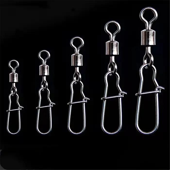 30 pcs/lot connecteur de pêche émerillons Interlock broche Snap roulant pivotant en acier inoxydable