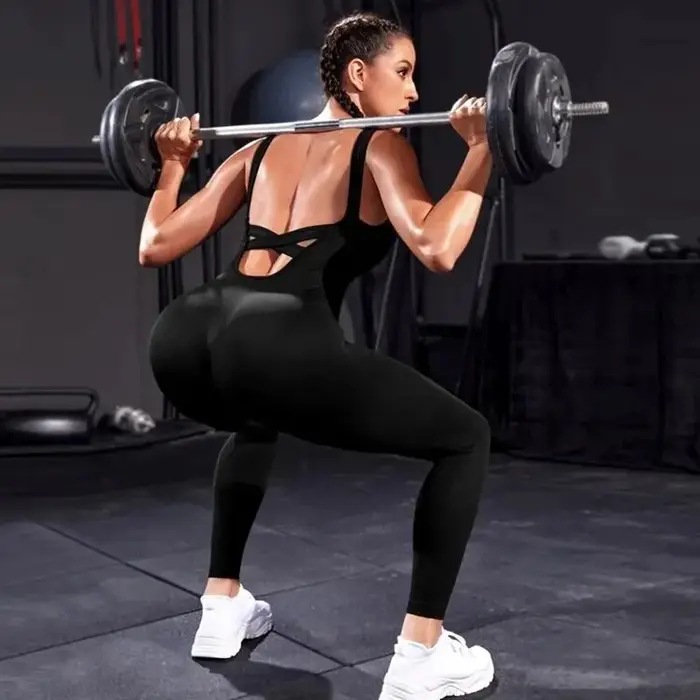 Combinaisons de batterie pour femmes col bas taille haute - Barboteuses décontractées jogging