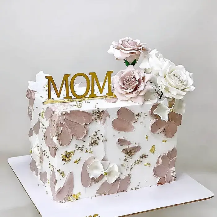 Décoration de gâteau d'anniversaire joyeux fête des mères, design Simple doré en acrylique, décorati