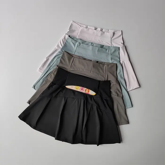 Jupe sport courte taille haute femme - Short doublé anti-éblouissement fitness yoga été