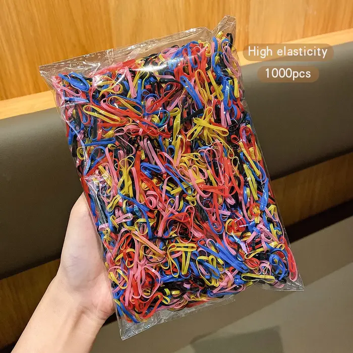 1000 morceaux d'élastiques noirs et colorés, élastiques de base, accessoires pour cheveux adaptés à 