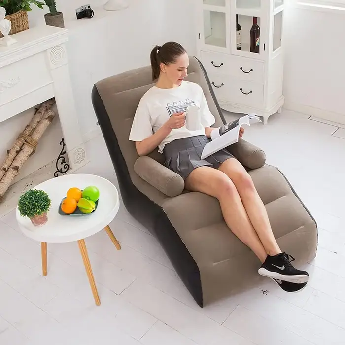 Canapé paresseux pliant, chaise longue gonflable, plis épais et durables, chaise longue de jeu compa