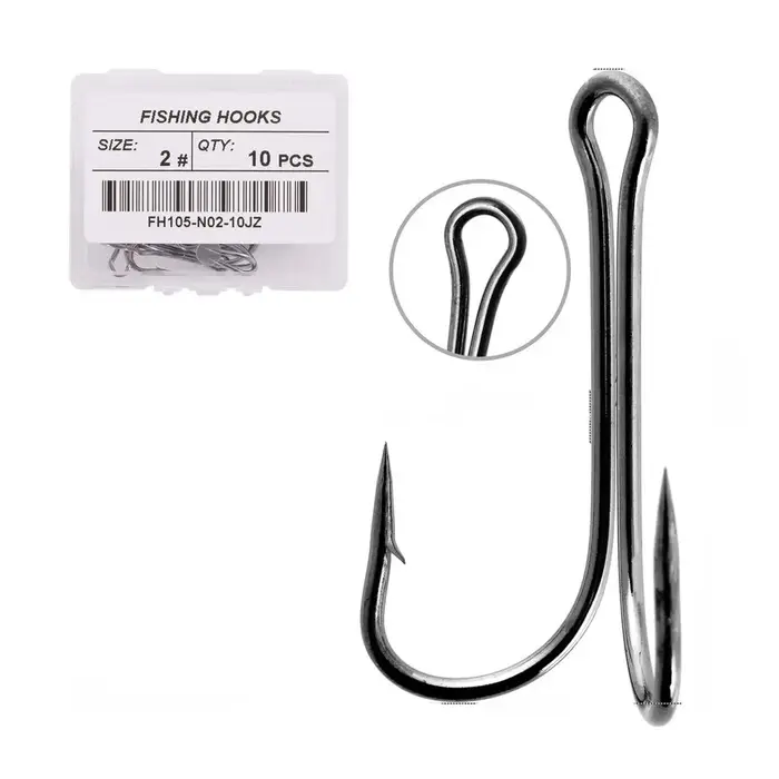 Boîte de 10 hameçons de pêche à la double grenouille, accessoire pour leurre souple, tête plombée
